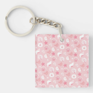Pastellrosa Meeresmuscheln und Korallen nahtloses Schlüsselanhänger