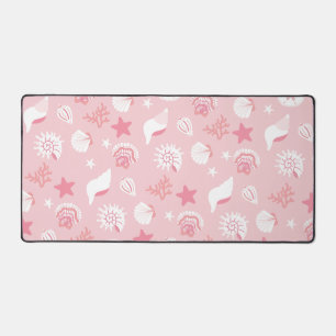Pastellrosa Meeresmuscheln und Korallen nahtloses  Schreibtischunterlage
