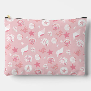 Pastellrosa Meeresmuscheln und Korallen nahtloses  Zubehörtasche