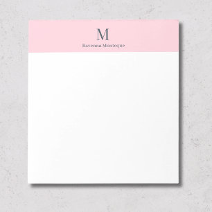 Pastellrosa minimal personalisierter Name Notizblock