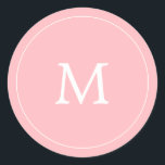 Pastellrosa Minimalistische einfache Mono-Hochzeit Runder Aufkleber<br><div class="desc">Pastellrosa Minimalistischer Monogramm Hochzeitsaufkleber</div>