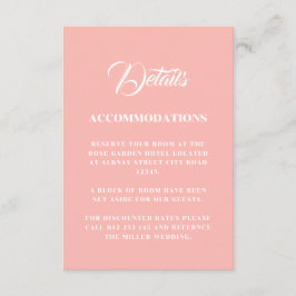Pastellrosa Minimalistische Hochzeit Begleitkarte