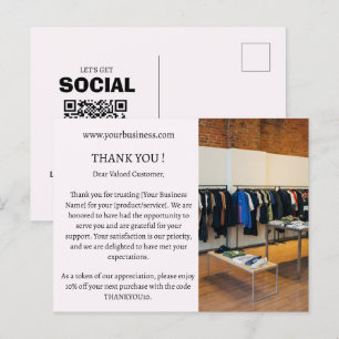 Pastellrosa minimalistischer Dank für Ihr Budget G Postkarte