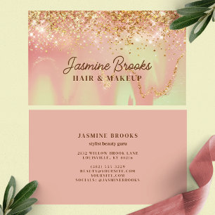 Pastellrosa Mint und Goldglitter  Visitenkarte