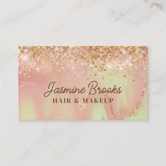 Pastellrosa Minze und Glitzer Visitenkarte (Vorderseite)