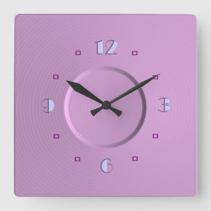 Pastellrosa mit blauen Ziffern> Mädchenuhren Quadratische Wanduhr