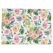 Pastellrosa, mit Blumenblättern Große Geschenktüte (Rückseite)