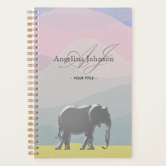 Pastellrosa Mit Monogramm Planer (Vorderseite)