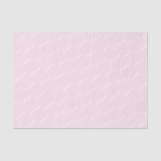 Pastellrosa mit weißem Text. Seidenpapier (Vorderseite)