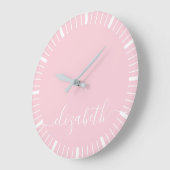 Pastellrosa mit weißer Skriptsignatur - minimal Große Wanduhr (Winkel)
