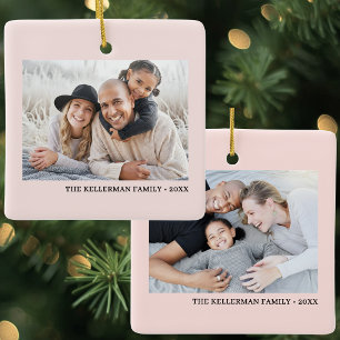 Pastellrosa moderne Familienfoto Keramikornament