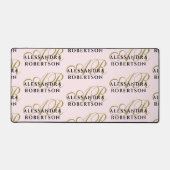 Pastellrosa Monogramm Muster Stilvoll Gold Schwarz Schreibtischunterlage (Vorderseite)