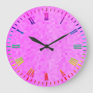 Pastellrosa Mosaik, große Wall-Uhr Wanduhr