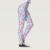 Pastellrosa Muster für grüne Herzen Leggings (Rechts)