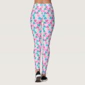 Pastellrosa Muster für grüne Herzen Leggings (Rückseite)