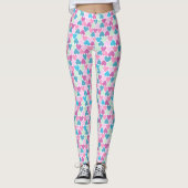 Pastellrosa Muster für grüne Herzen Leggings (Vorderseite)