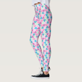 Pastellrosa Muster für grüne Herzen Leggings