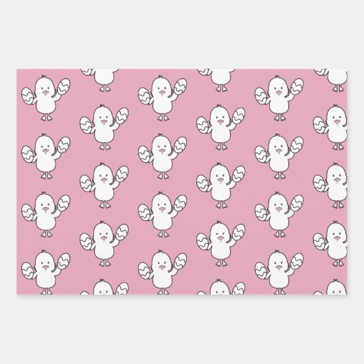 Pastellrosa Niedlich Ostern Küken- und Eiermuster Geschenkpapier Set (Vorderseite 3)