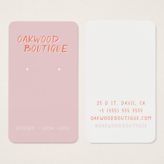 Pastellrosa Ohrringe Schmuckkarte (Vorne & Hinten)