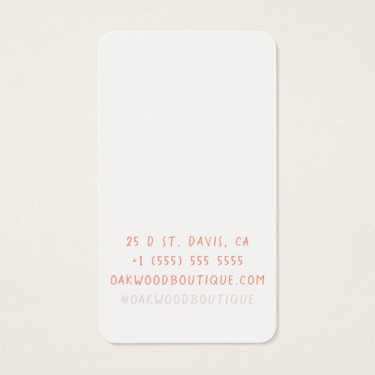 Pastellrosa Ohrringe Schmuckkarte (Rückseite)