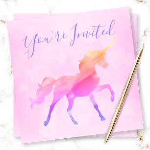 Pastellrosa Ombre Magisches Einhorn Geburtstag Einladung