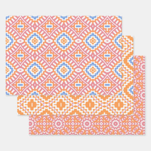 Pastellrosa Orange marokkanische geometrische Must Geschenkpapier Set