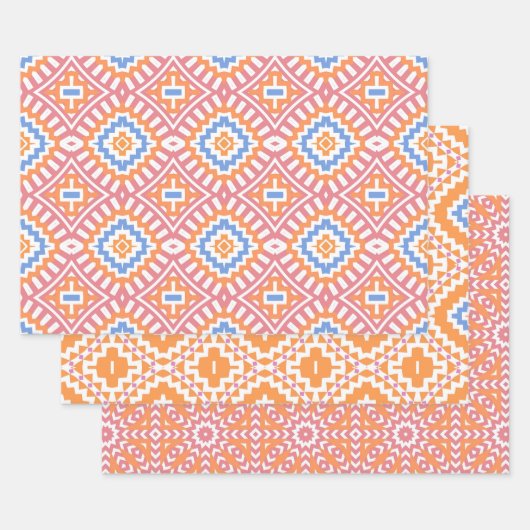 Pastellrosa Orange marokkanische geometrische Must Geschenkpapier Set (Set)