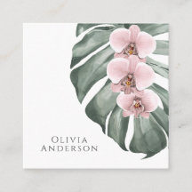 Pastellrosa Orchideen auf Monstera Tropisch Botani