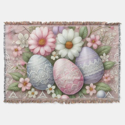 Pastellrosa Ostereier und -Blume Decke (Vorderseite)