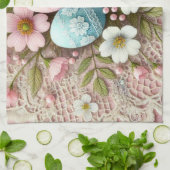 Pastellrosa Ostereier und -Blume Geschirrtuch (Gefaltet)
