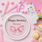 Pastellrosa Papierplatte mit Schleife Pappteller (Party)