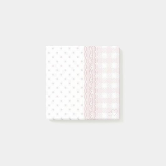 Pastellrosa Patchwork-Untersetzer Post-it Klebezettel (Vorderseite)
