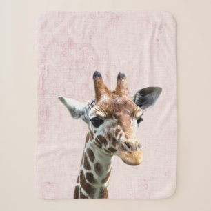 Pastellrosa Peekaboo-Giraffe Minimalistische Kinde Sherpadecke