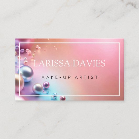 Pastellrosa Perle glänzender Make-up-Künstler Visitenkarte (Vorderseite)