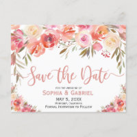 Pastellrosa Pfirsichfarben Rose Save the Date flor