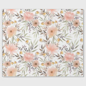 Pastellrosa Pfirsichfarbene Blumenmuster Blätter M Geschenkpapier (Flach)
