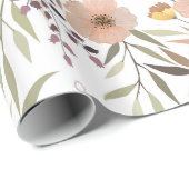 Pastellrosa Pfirsichfarbene Blumenmuster Blätter M Geschenkpapier (Rolleneckpunkt)