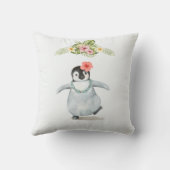 Pastellrosa Pinguin-Kinderzimmer Kissen (Rückseite)