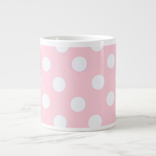 Pastellrosa Polka-Punkte Jumbo-Tasse (Vorderseite)