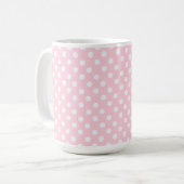 Pastellrosa Polka-Punkte Kaffeetasse (Vorderseite Links)