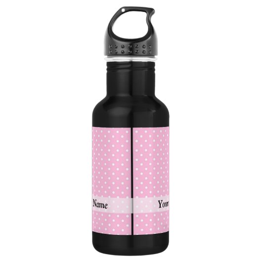 Pastellrosa Polka-Punktmuster Trinkflasche (Vorderseite)