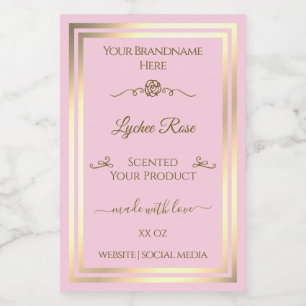 Pastellrosa Produktetikett Goldrahmen Vintage Rose Lebensmitteletikett