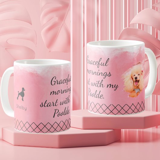 Pastellrosa Pudel-Tasse – Personalisierter Name & Kaffeetasse