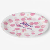 Pastellrosa Punkte Geburtstagsparty Pappteller (Schrägansicht)