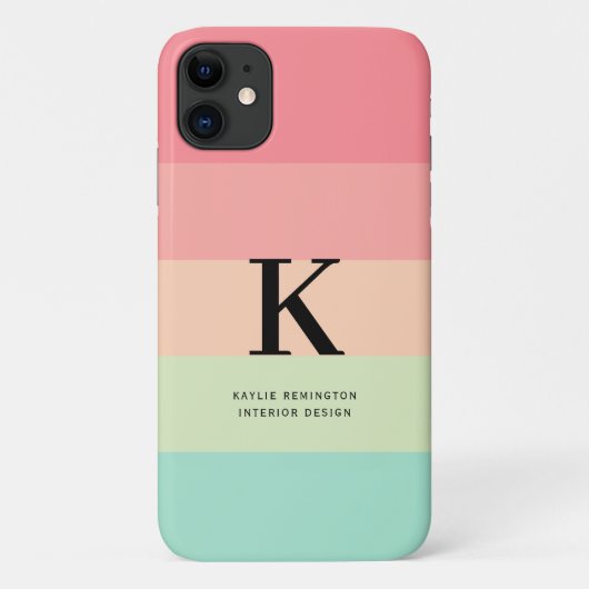Pastellrosa Rainbow Colorblock Streifen Case-Mate iPhone Hülle (Rückseite)