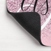 Pastellrosa Rand Ombre Glitzer Monogram Mousepad (Ecke)