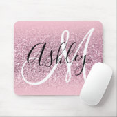 Pastellrosa Rand Ombre Glitzer Monogram Mousepad (Mit Mouse)