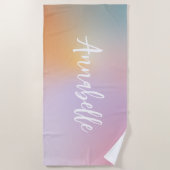 Pastellrosa Regenbogen gürtelner, einfacher Strand Strandtuch (Vorderseite)