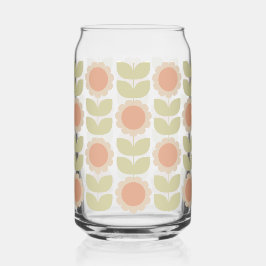 Pastellrosa Retro-Blumenmuster im Stil der Mitte d Dosenglas