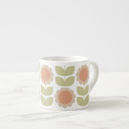 Pastellrosa Retro-Blumenmuster im Stil der Mitte d Espressotasse